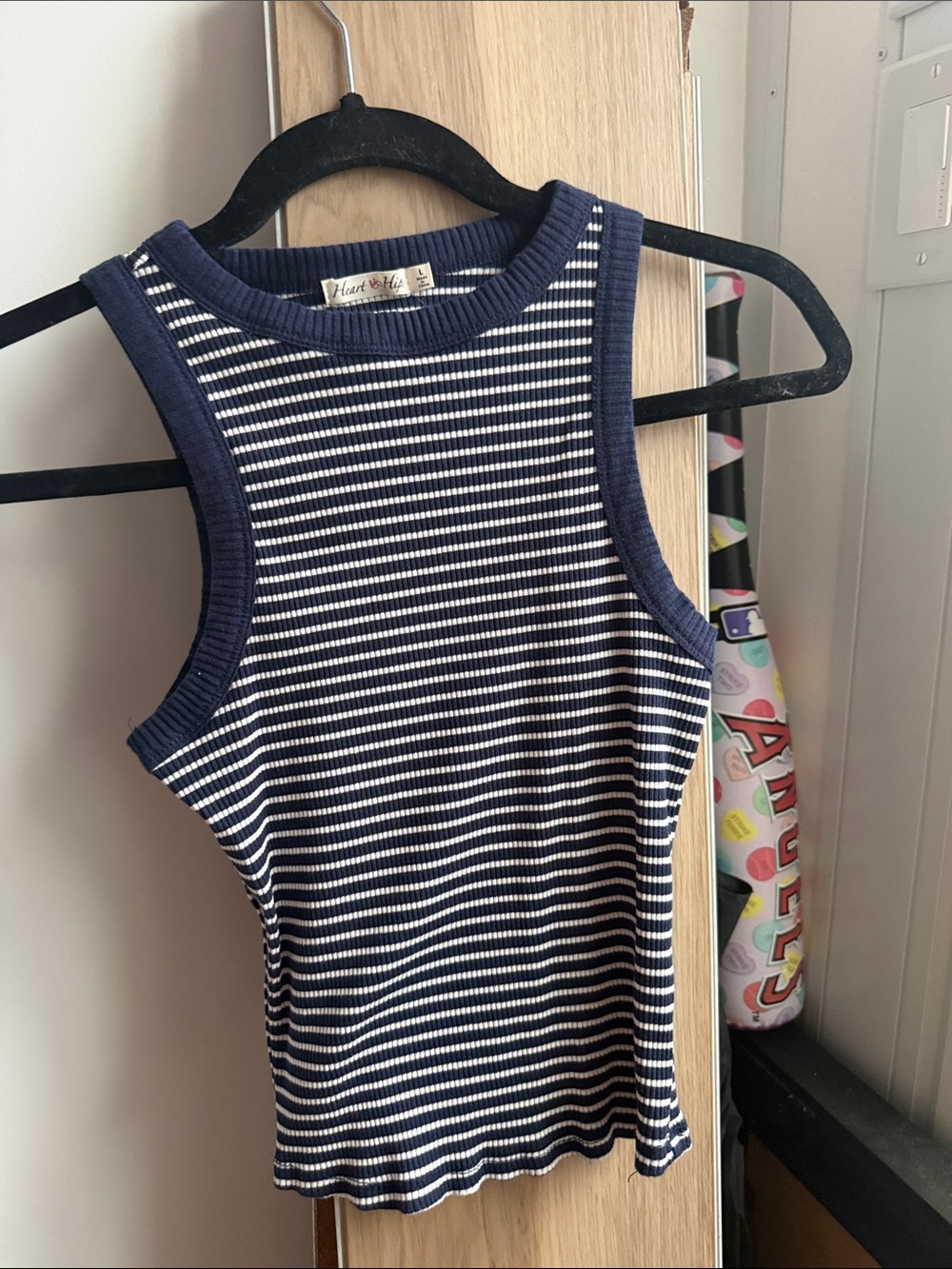 Heart Hips Navy & White Striped Ribbed Tank - Kids